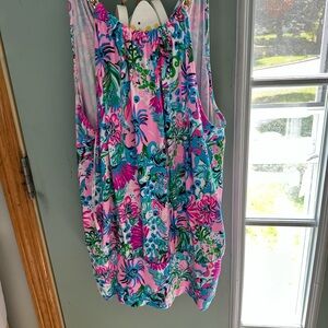 Floral Sleeveless Top - Pink and Green